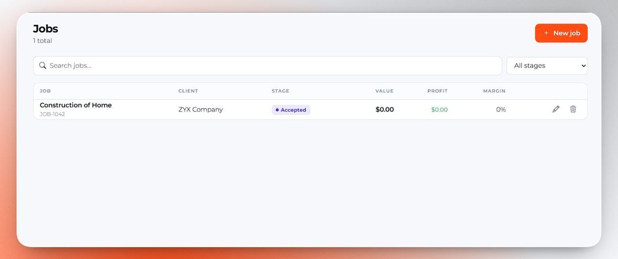 Contractor Business Manager screen 2